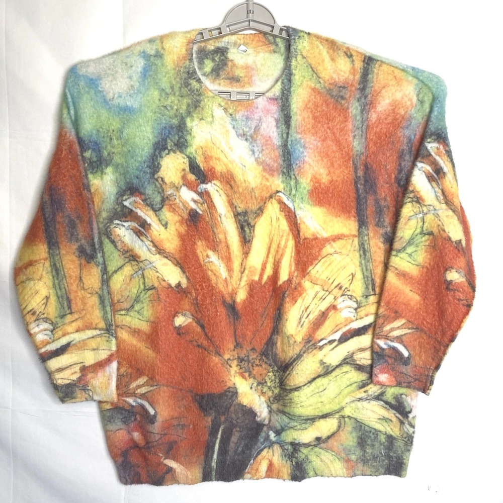 Oversized Floral Sweater Soft Cosy‎ Warm Womens Size M